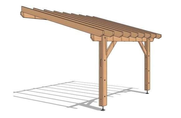 Pergola adossée 400x400 - 16m²