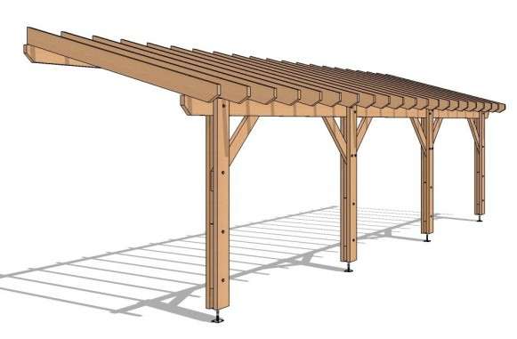 Pergola adossée 980x300 - 30m²