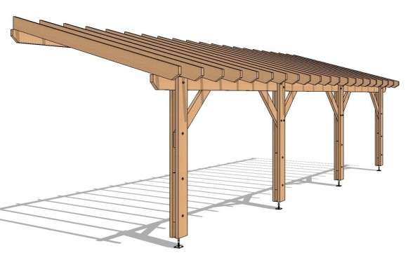 Pergola adossée 980x350 - 35m²